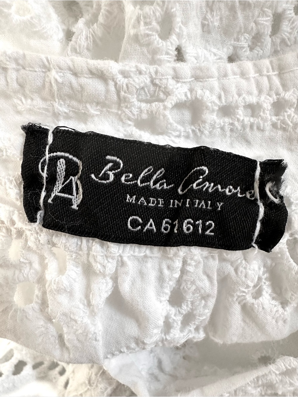 Bella Amore Italy White Eyelet Ruffle Peplum Blouse S/M Cottagecore - Picture 7 of 8